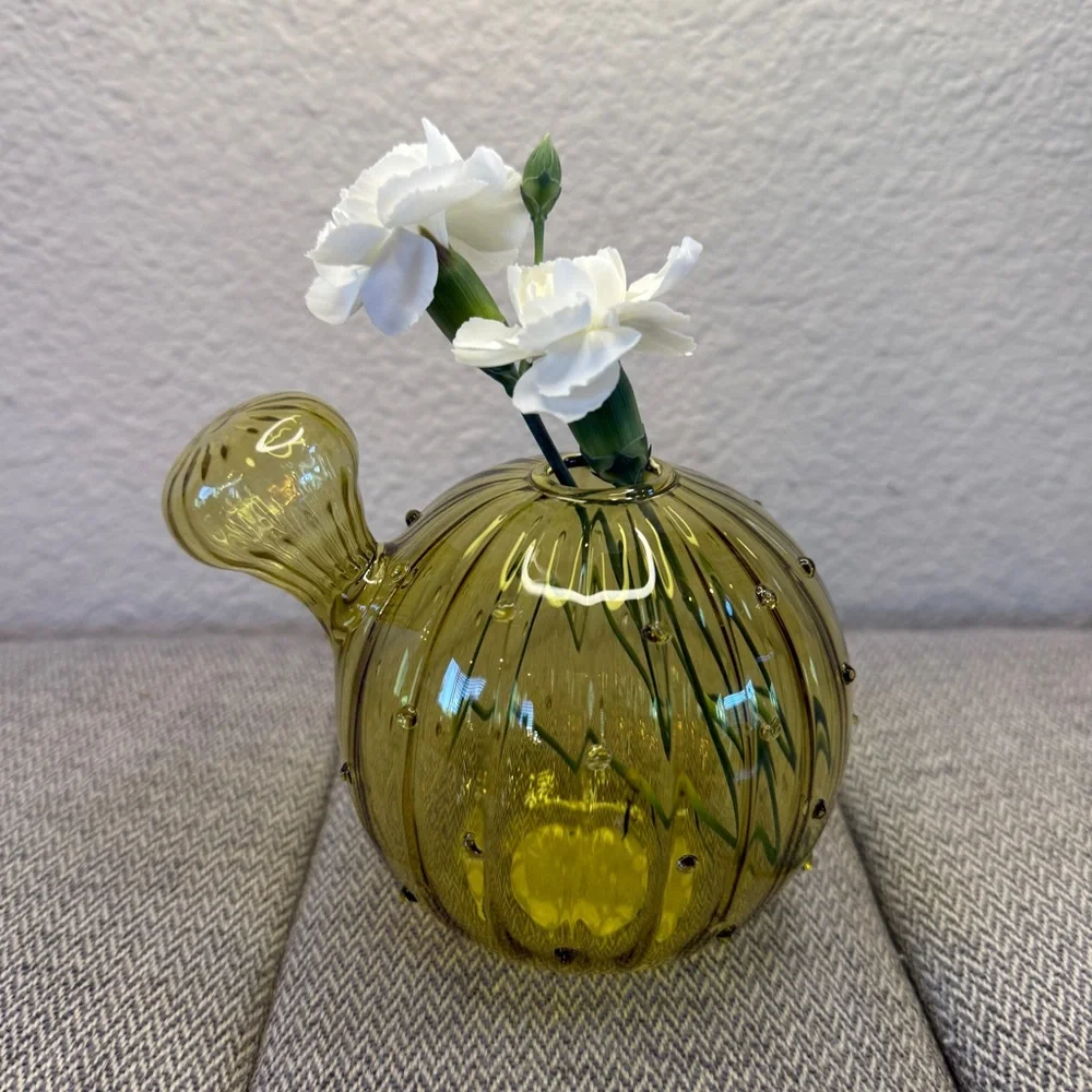Small Round Balloon Glass Vase, Olive Green — Ashland